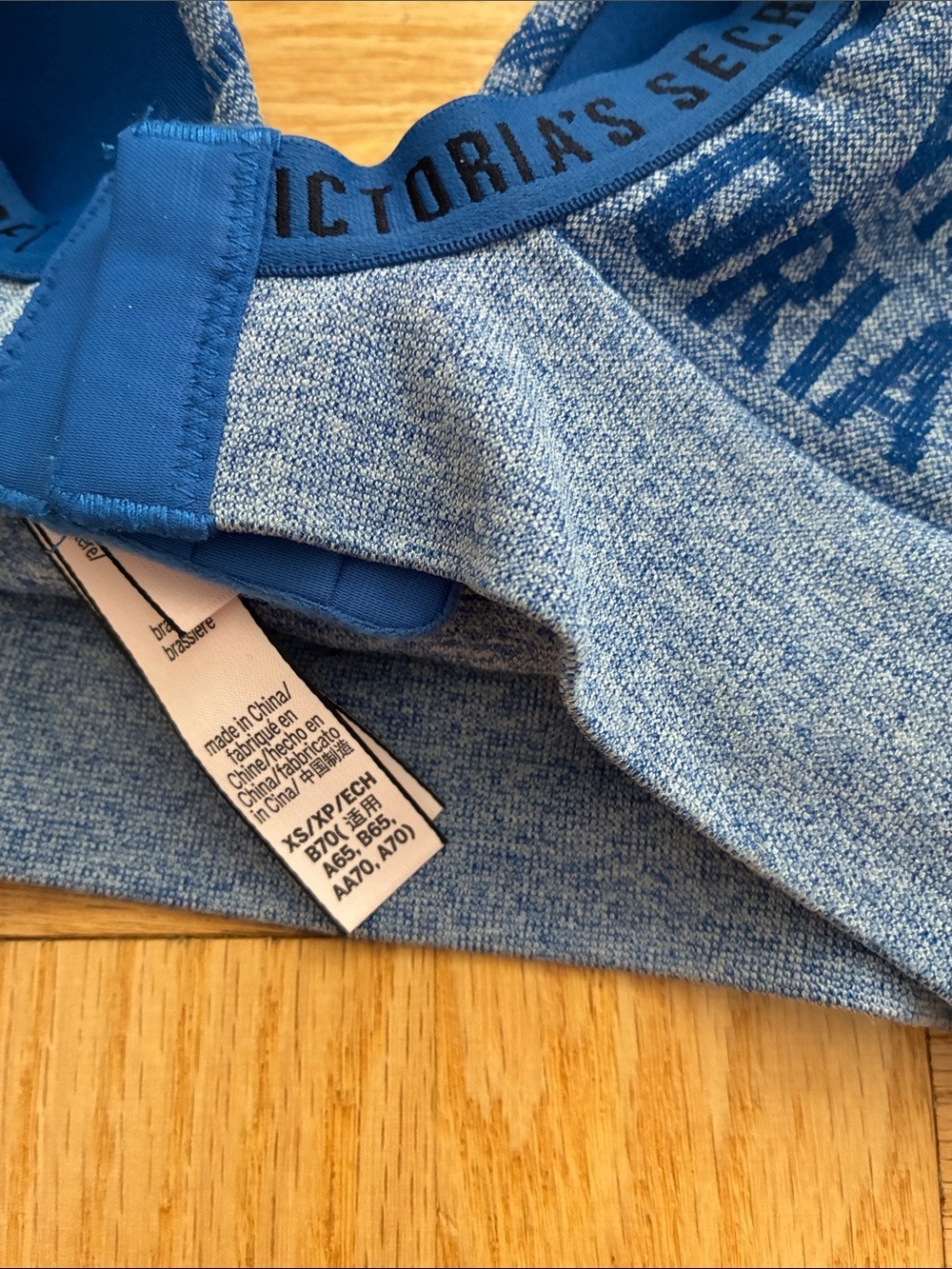 Victoria's Secret Logo Seamless Plunge Bra Coral Pink Heather Blue XS - Picture 3 of 5
